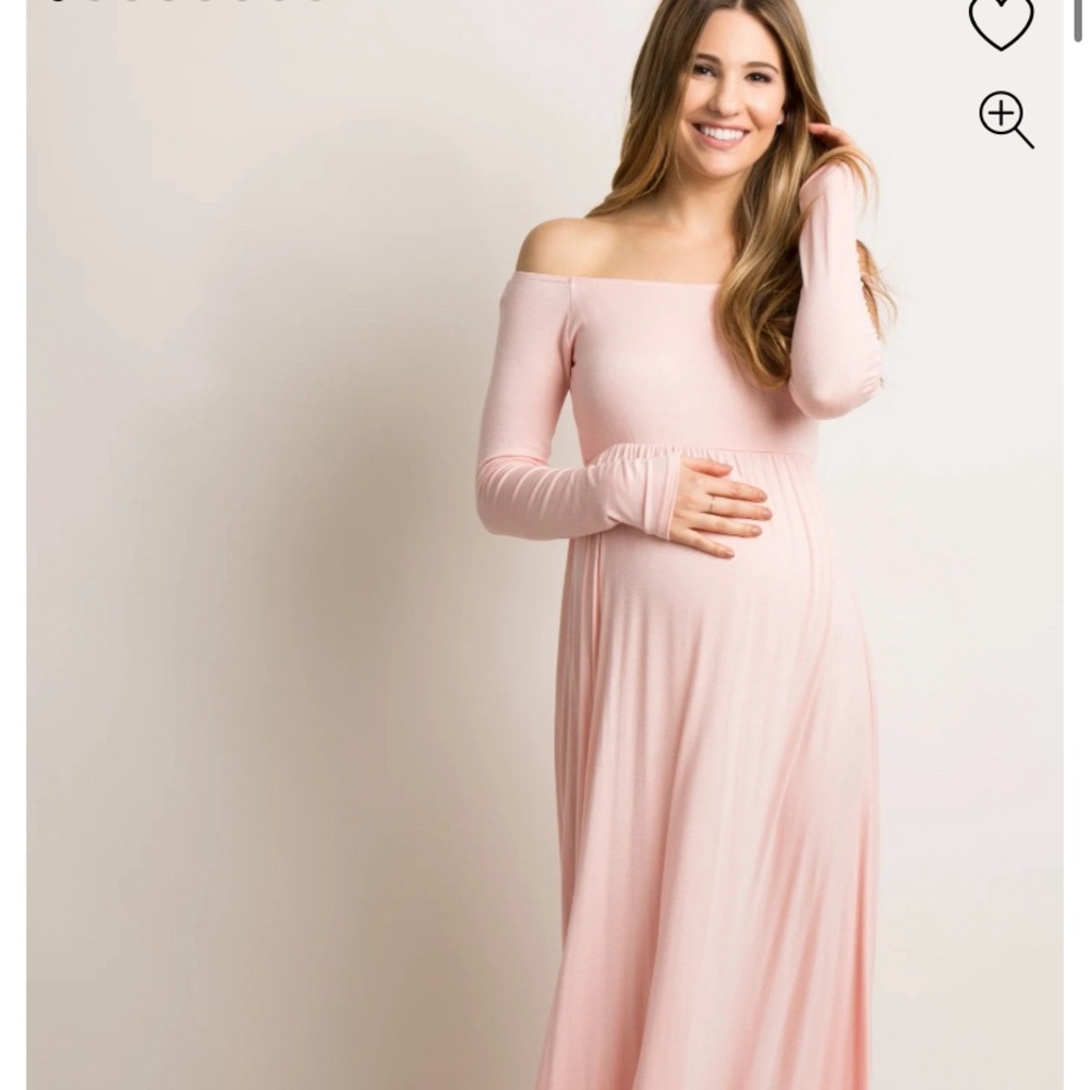 Pinkblush Blush Pink Off-Shoulder Maxi Maternity Dress